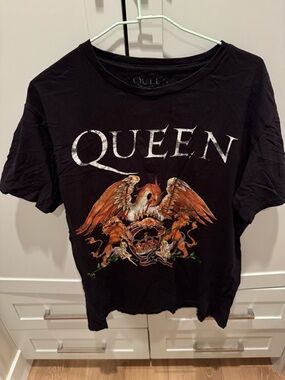 Queen Band Graphic Tee - Black with Orange Crest